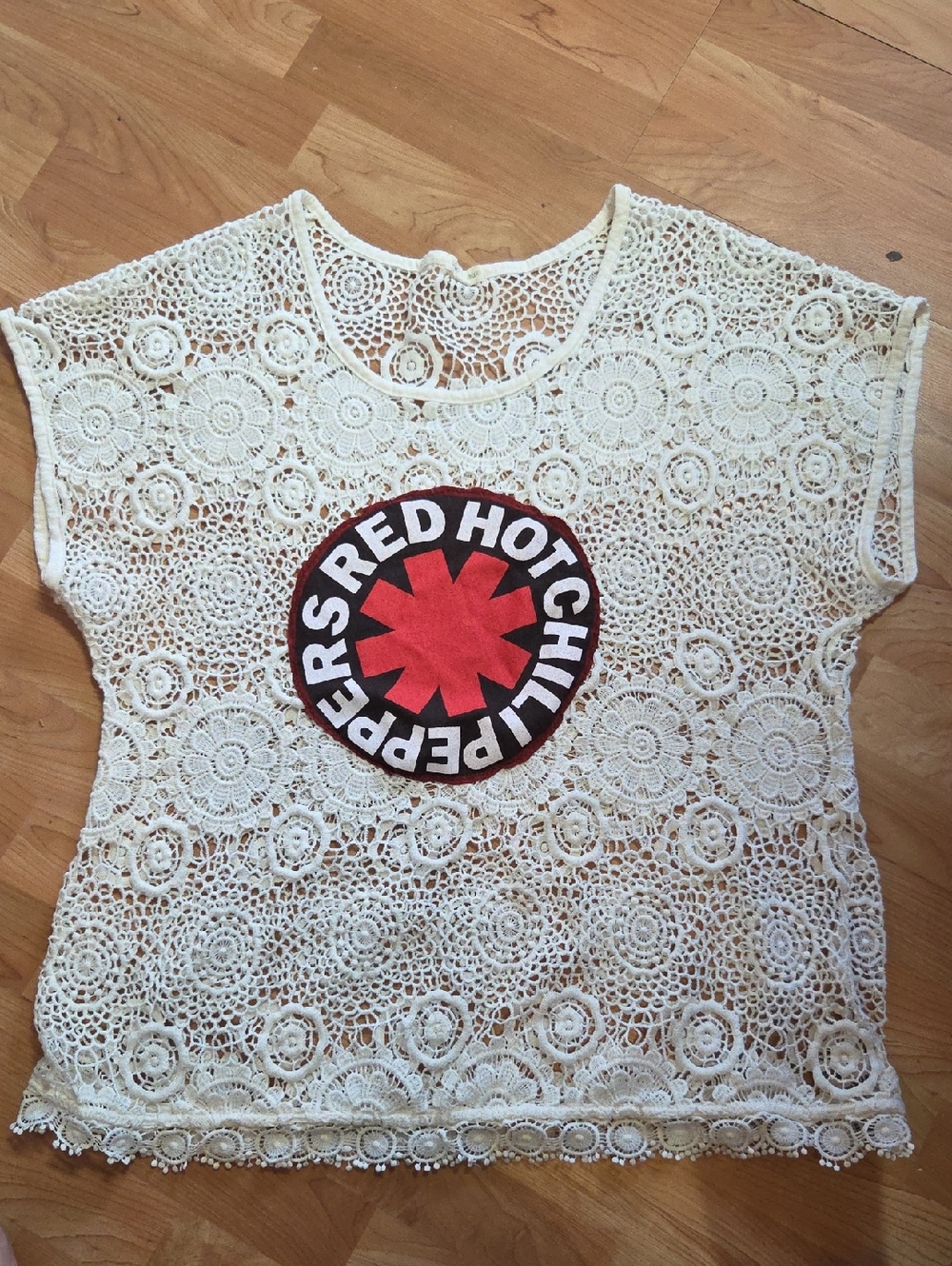 Red Hot Chilli Peppers Upcycled Crochet Crop Top